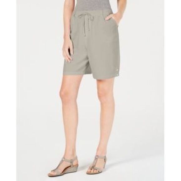 Karen Scott Petite Cotton Pull-on Shorts - Stonewall - Picture 1 of 1